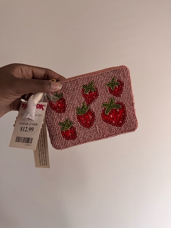 T.J.Maxx Handbags - T.J.Maxx Pink Beaded Strawberry Coin Pouch